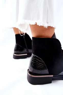 Czarne Botki|Botki Zimowe Damskie><noscript><img width=