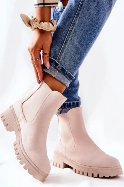 Online Zamszowe Botki Ocieplane Jasnobeżowe Tozzi Damskie Botki Zimowe Damskie|Brązowe I Beżowe Botki