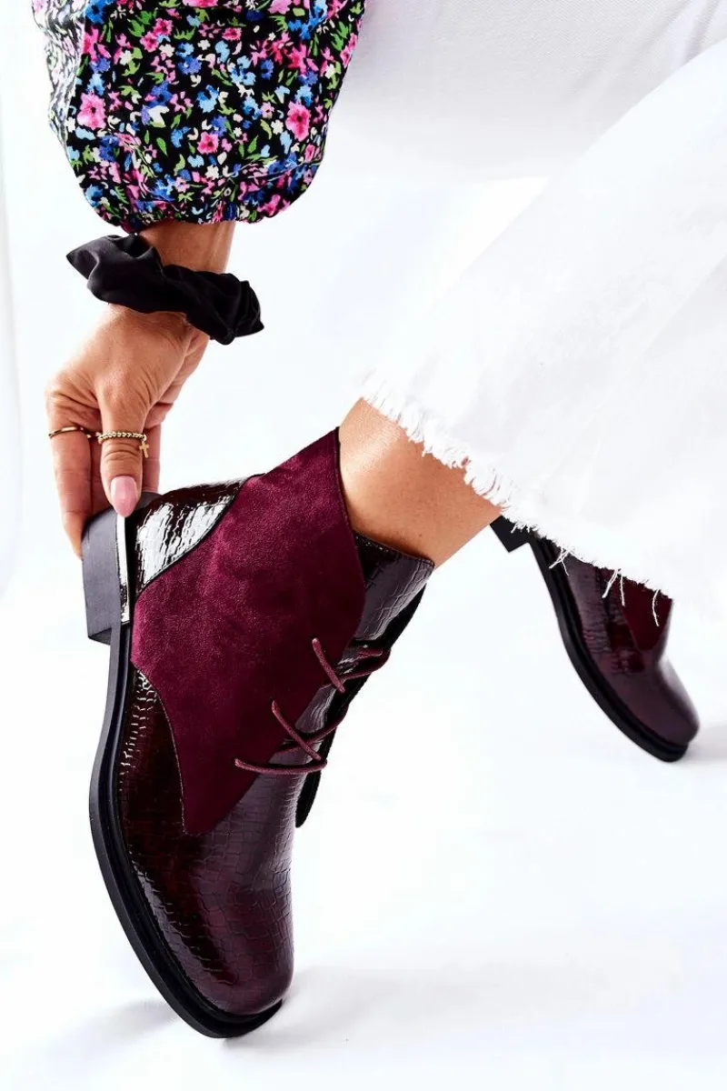 Discount Zamszowe Botki Ocieplane Sergio Leone BT401 Bordowe Damskie Czarne Botki|Botki Zimowe Damskie