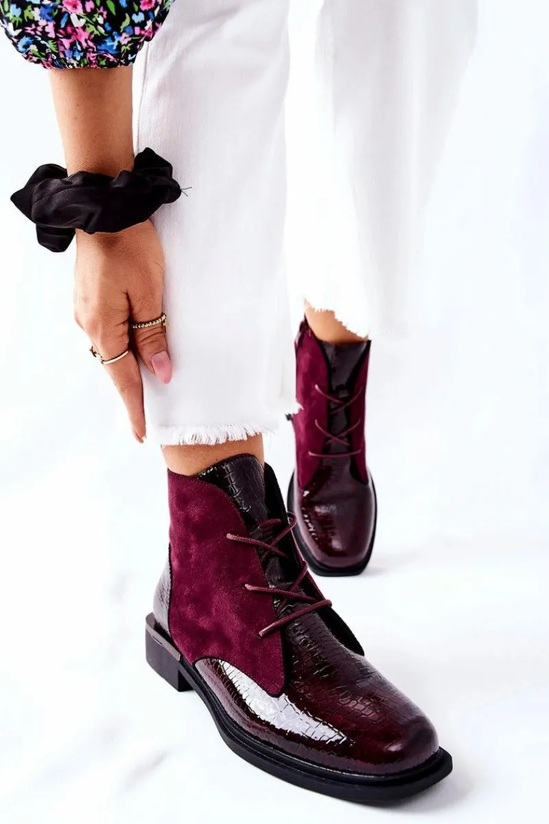 Discount Zamszowe Botki Ocieplane Sergio Leone BT401 Bordowe Damskie Czarne Botki|Botki Zimowe Damskie