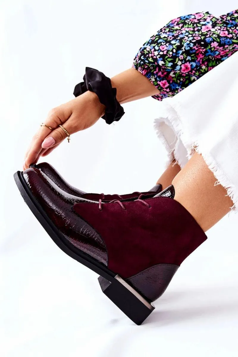 Discount Zamszowe Botki Ocieplane Sergio Leone BT401 Bordowe Damskie Czarne Botki|Botki Zimowe Damskie