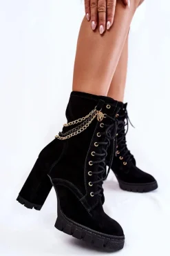 Discount Boto Zamszowe Botki Sznurowane Lewski Shoes 3244/G Czarne