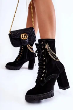 Discount Boto Zamszowe Botki Sznurowane Lewski Shoes 3244/G Czarne