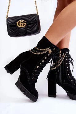 Discount Boto Zamszowe Botki Sznurowane Lewski Shoes 3244/G Czarne