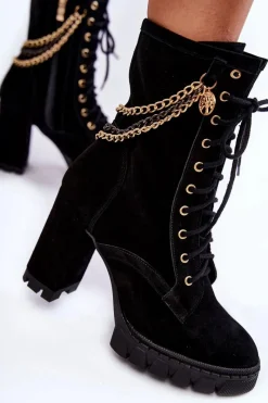 Discount Boto Zamszowe Botki Sznurowane Lewski Shoes 3244/G Czarne