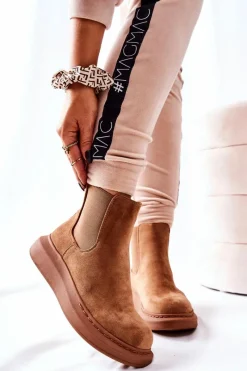 Hot Zamszowe Botki Sztyblety Na Platformie Beżowe Marissa Damskie Czarne Botki|Botki Zimowe Damskie