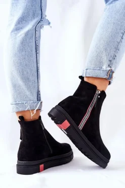 Czarne Botki|Botki Zimowe Damskie><noscript><img width=