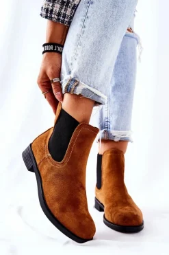 Czarne Botki|Botki Zimowe Damskie>Boto Zamszowe Botki Sztyblety Camel Astate