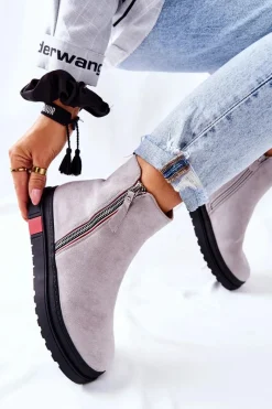 New Zamszowe Botki Sztyblety Na Platformie Szare Nessa Damskie Czarne Botki|Botki Zimowe Damskie