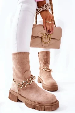 Czarne Botki|Brązowe I Beżowe Botki>Boto Zamszowe Botki Workery Beżowe Hellio