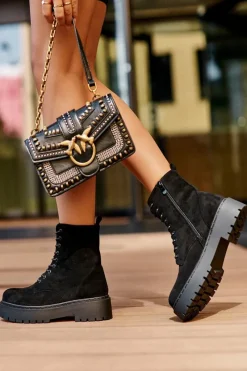 New Boto Zamszowe Botki Workery Damskie Czarne Dearia