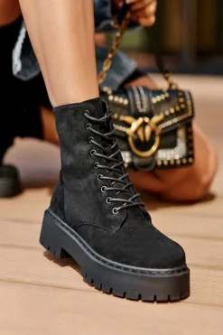 New Boto Zamszowe Botki Workery Damskie Czarne Dearia