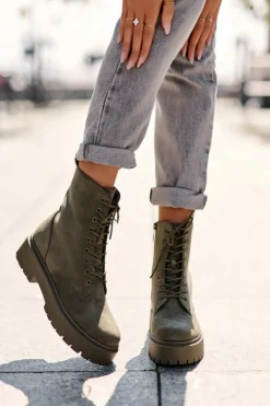 Online Boto Zamszowe Botki Workery Damskie Zielone Dearia