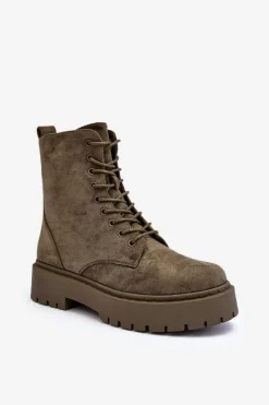 Online Boto Zamszowe Botki Workery Damskie Zielone Dearia