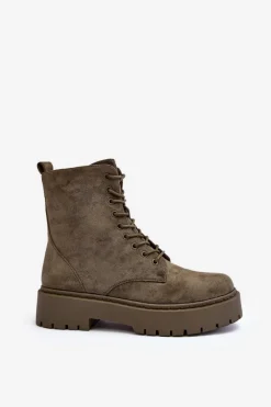 Online Boto Zamszowe Botki Workery Damskie Zielone Dearia