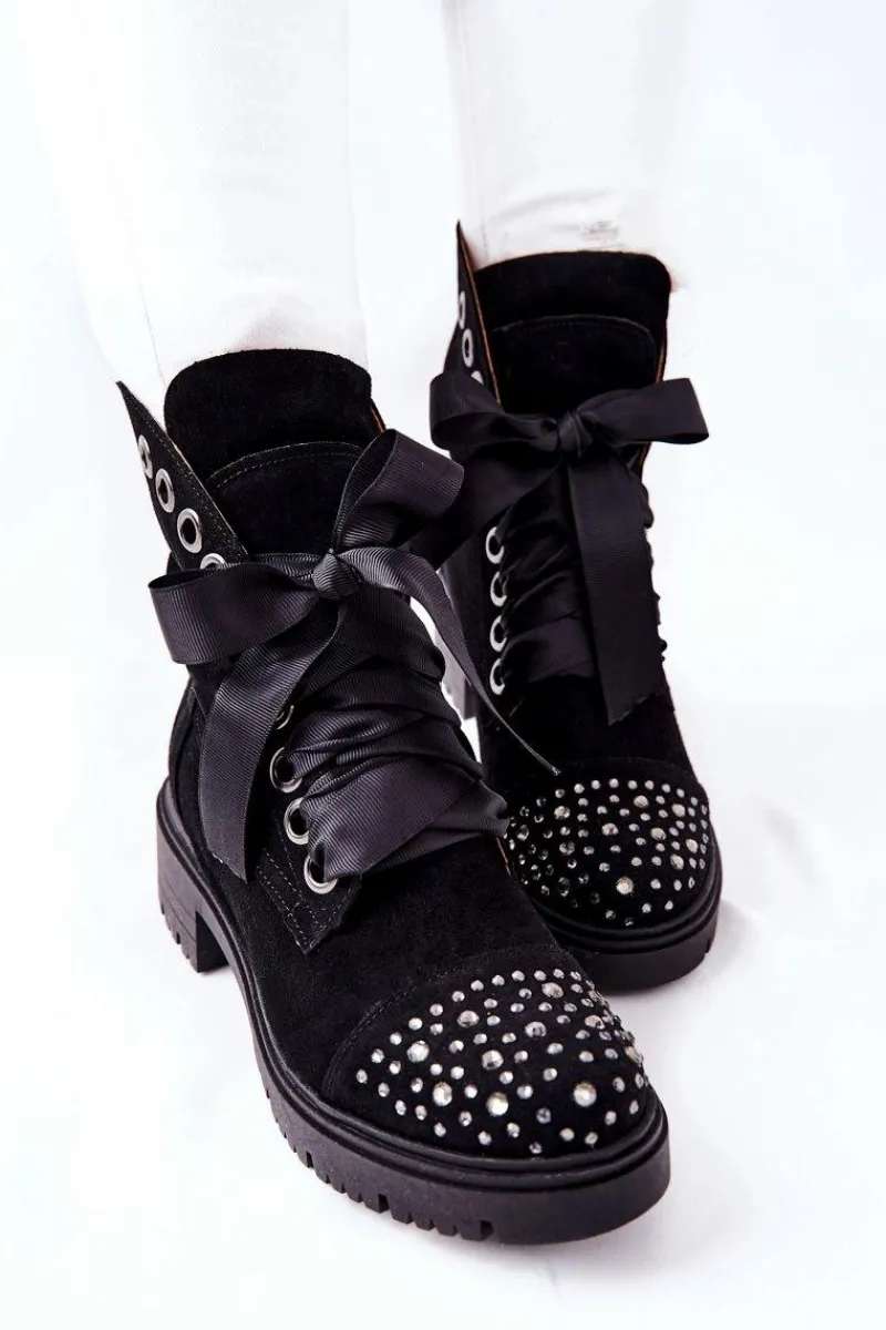 Botki Wiosenne|Botki Sznurowane>Boto Zamszowe Botki Workery Lewski Shoes Wiązane 3069 Czarne