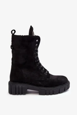 Sale Boto Zamszowe Botki Workery Z Biżuteryjną Ozdobą Czarne Marx Czarny