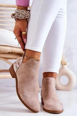 Sale Buty damskie Vinceza Zamszowe Botki Wężowy Wzór Beżowe Stephanie