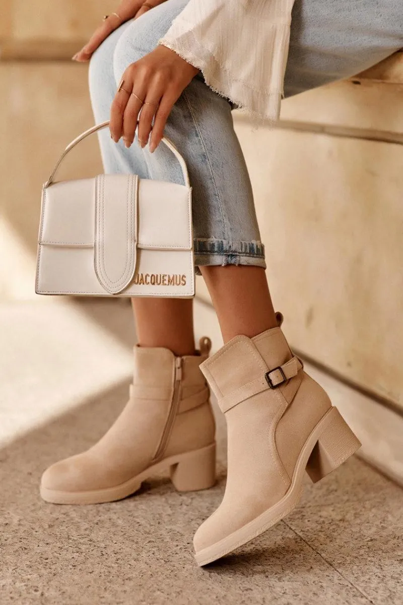 Best Boto Zamszowe Botki Z Klamrą Beżowe Neste