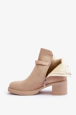 Best Boto Zamszowe Botki Z Klamrą Beżowe Neste