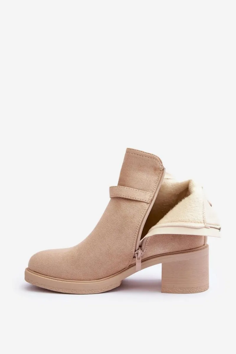Best Boto Zamszowe Botki Z Klamrą Beżowe Neste