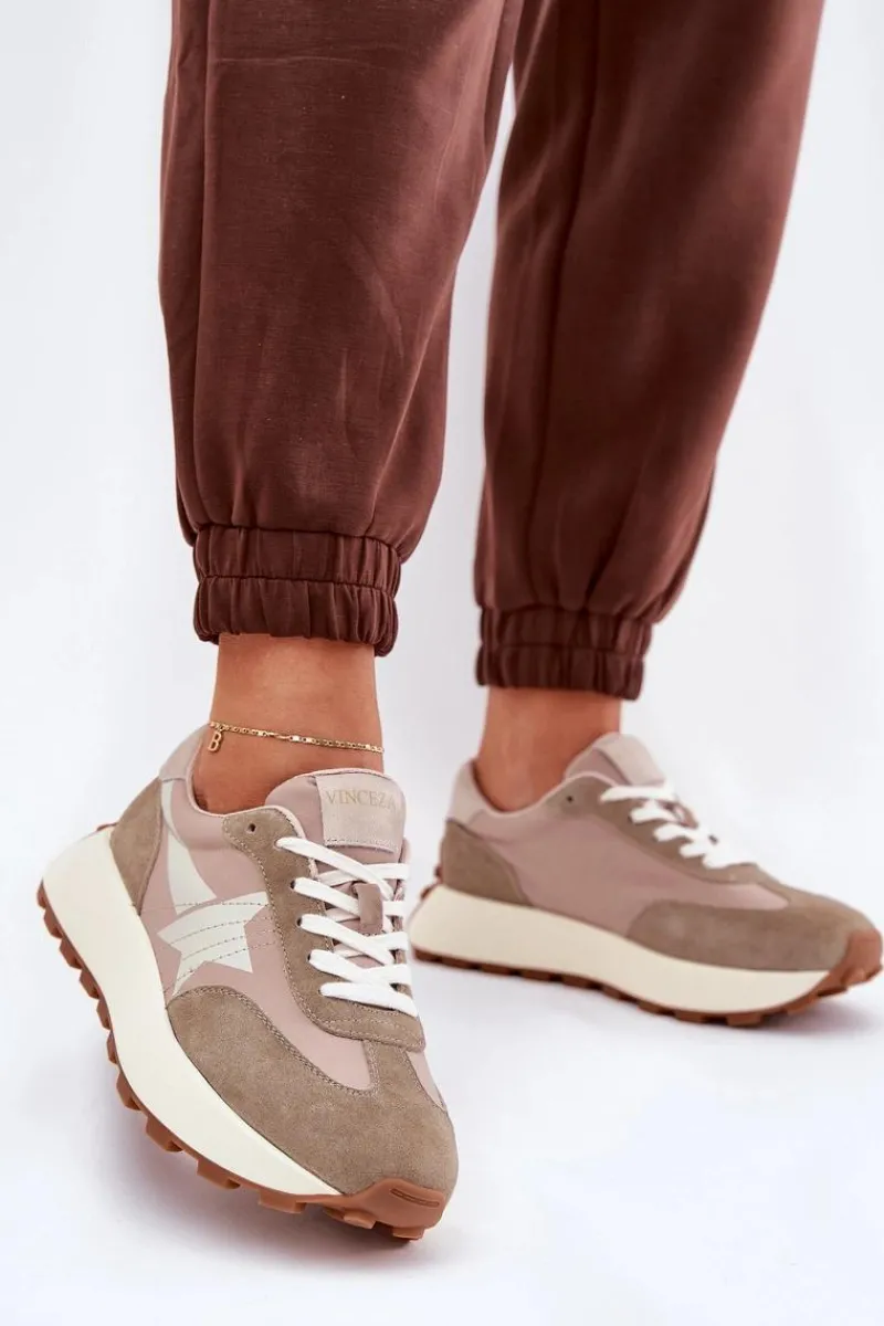 Best Buty damskie Vinceza Zamszowe Buty Sportowe Damskie Na Platformie Vinceza 66720 Beżowe Beżowy