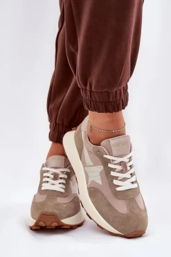 Best Buty damskie Vinceza Zamszowe Buty Sportowe Damskie Na Platformie Vinceza 66720 Beżowe Beżowy