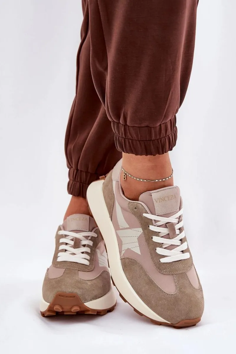 Best Buty damskie Vinceza Zamszowe Buty Sportowe Damskie Na Platformie Vinceza 66720 Beżowe Beżowy