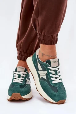 Sneakersy Damskie>Buty damskie Vinceza Zamszowe Buty Sportowe Damskie Na Platformie Vinceza 66720 Zielone Zielony