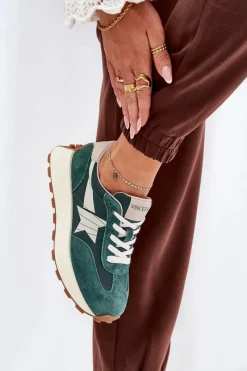 Sneakersy Damskie></noscript>Buty damskie Vinceza Zamszowe Buty Sportowe Damskie Na Platformie Vinceza 66720 Zielone Zielony