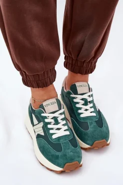 Sneakersy Damskie></noscript>Buty damskie Vinceza Zamszowe Buty Sportowe Damskie Na Platformie Vinceza 66720 Zielone Zielony