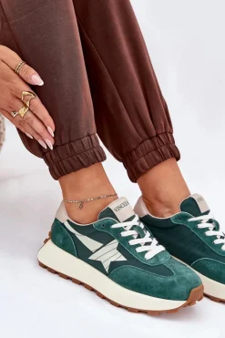 Sneakersy Damskie></noscript>Buty damskie Vinceza Zamszowe Buty Sportowe Damskie Na Platformie Vinceza 66720 Zielone Zielony