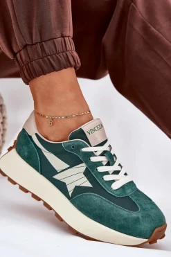 Sneakersy Damskie></noscript>Buty damskie Vinceza Zamszowe Buty Sportowe Damskie Na Platformie Vinceza 66720 Zielone Zielony