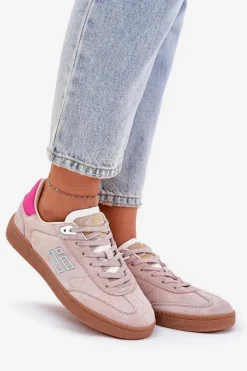 Sneakersy Damskie></noscript>D.Franklin Zamszowe Buty Sportowe Sneakersy Damskie DFSH387005 Brudny Róż Różowy