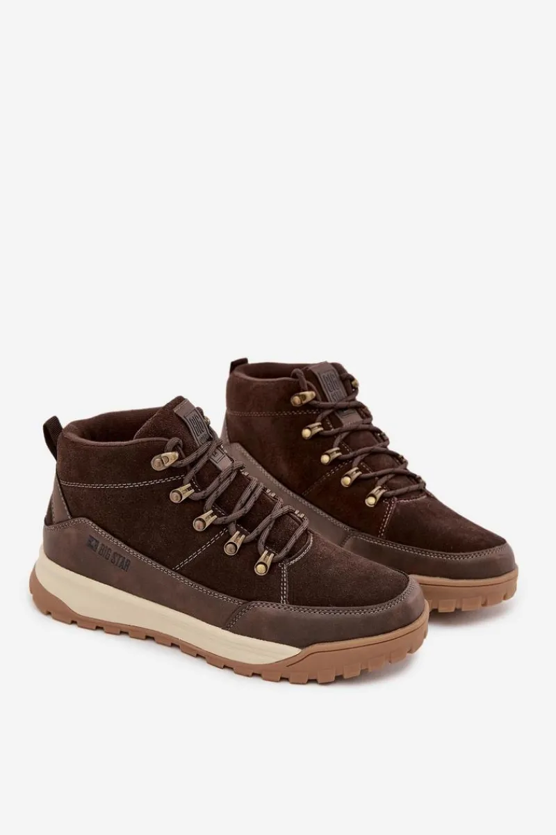 Sale Big Star Shoes Zamszowe Buty Trekkingowe Męskie Big Star SS174263 Brązowe Brązowy