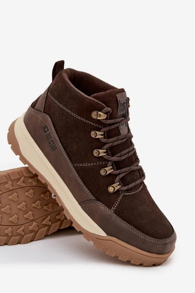 Sale Big Star Shoes Zamszowe Buty Trekkingowe Męskie Big Star SS174263 Brązowe Brązowy