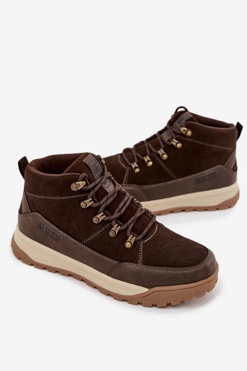 Sale Big Star Shoes Zamszowe Buty Trekkingowe Męskie Big Star SS174263 Brązowe Brązowy