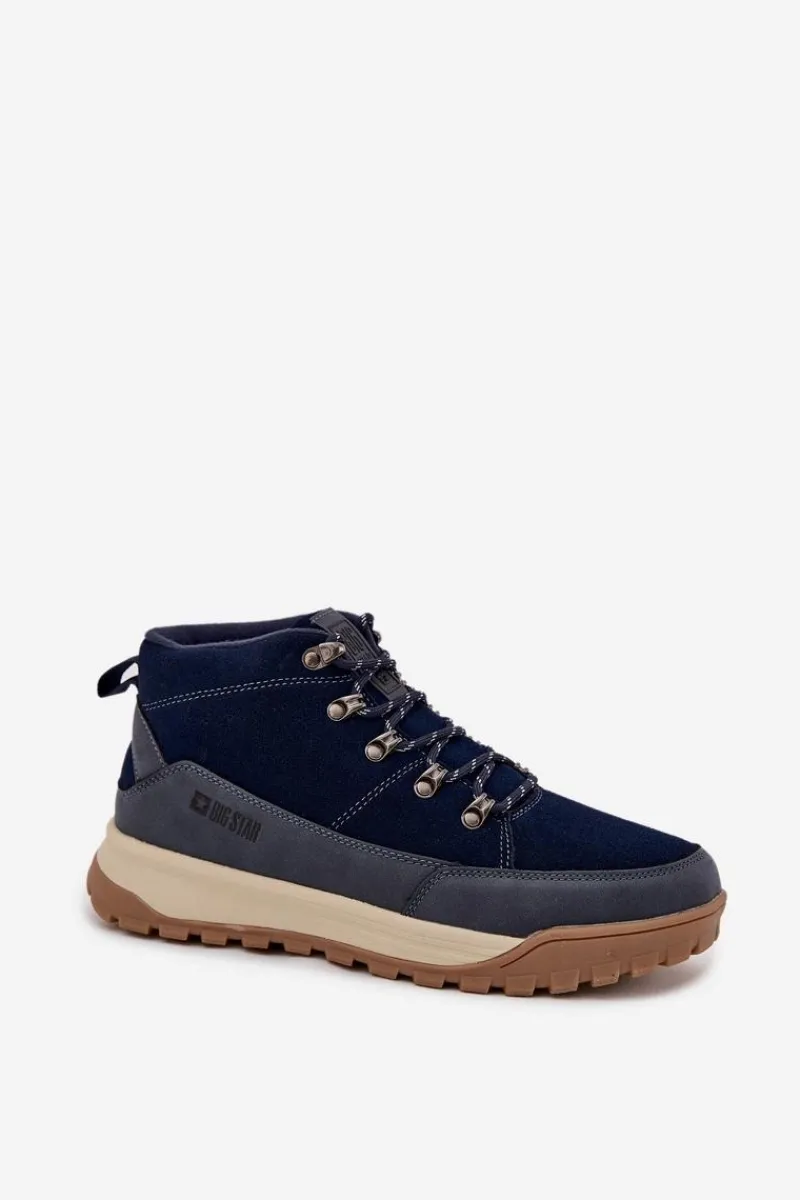 Obuwie Trekkingowe Męskie|Botki Męskie>Big Star Shoes Zamszowe Buty Trekkingowe Męskie Big Star SS174264 Granatowe Niebieski