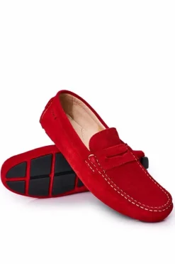 Clearance Zamszowe Casualowe Mokasyny HH1N4066 Czerwone Męskie Mokasyny Wsuwane|Półbuty Casual