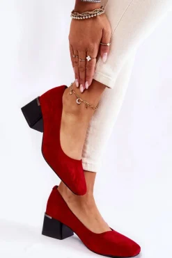 Clearance Zamszowe Czółenka La.Fi 230034R-SU Czerwone Damskie Czółenka Zamszowe|Czółenka Na Słupku