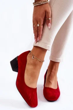 Clearance Zamszowe Czółenka La.Fi 230034R-SU Czerwone Damskie Czółenka Zamszowe|Czółenka Na Słupku