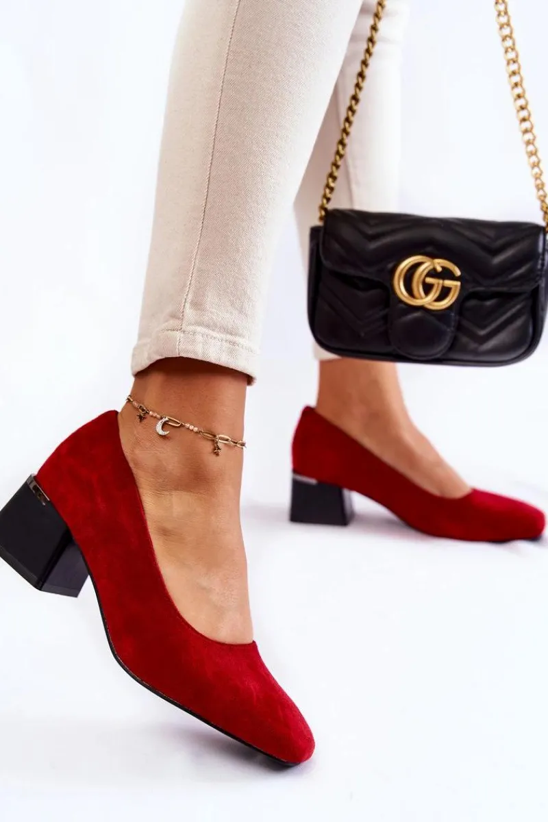 Clearance Zamszowe Czółenka La.Fi 230034R-SU Czerwone Damskie Czółenka Zamszowe|Czółenka Na Słupku