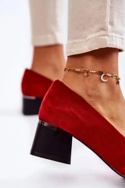 Clearance Zamszowe Czółenka La.Fi 230034R-SU Czerwone Damskie Czółenka Zamszowe|Czółenka Na Słupku