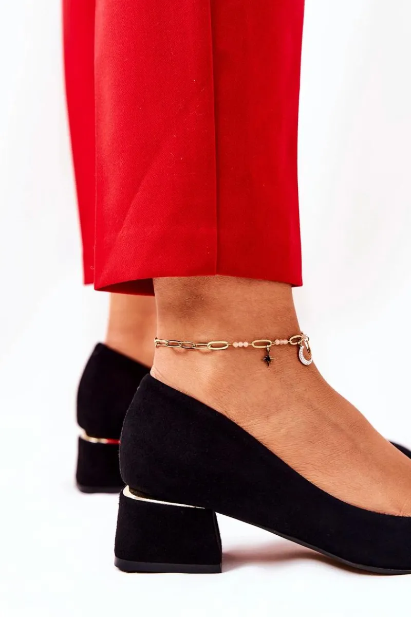 Czółenka Na Słupku>Boto Zamszowe Czółenka Lewski 3118 Czarne Czarny