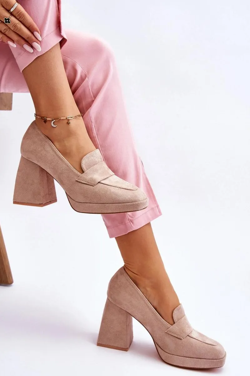 Online Buty damskie Vinceza Zamszowe Czółenka Na Masywnym Obcasie I Platformie Beżowe Adriel