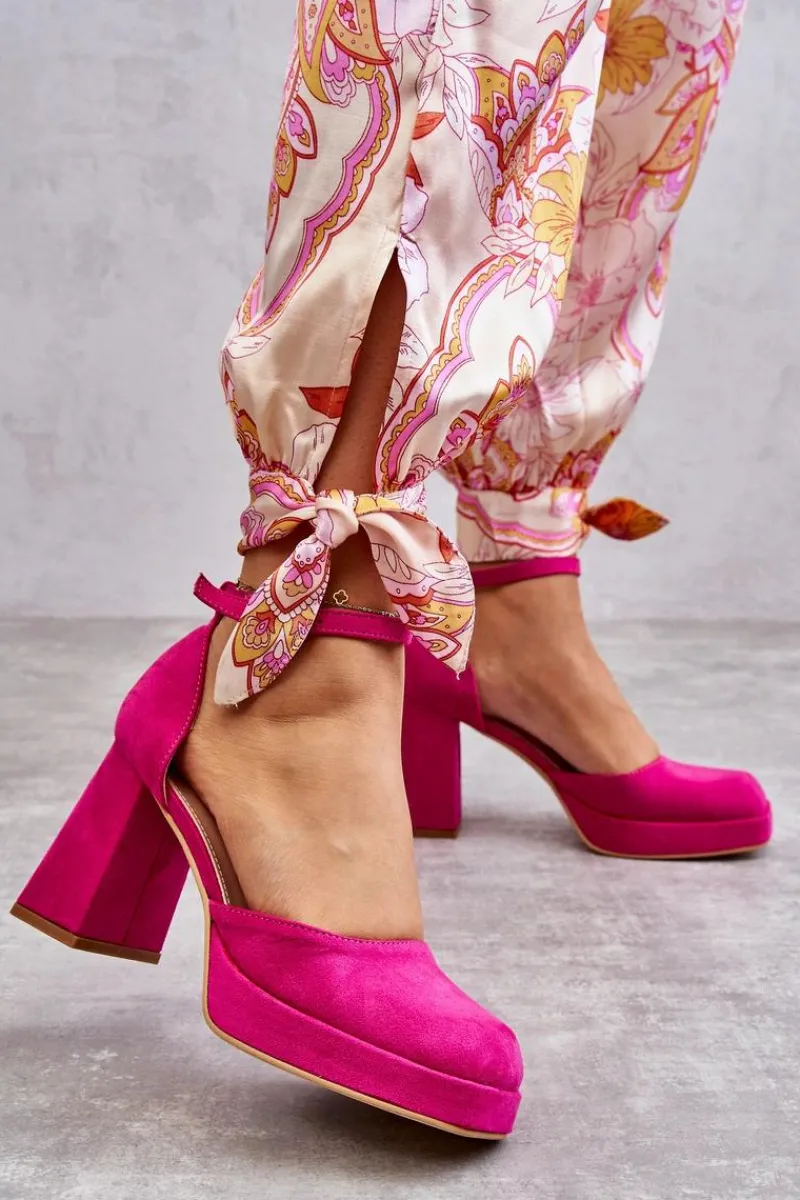 Czółenka Na Platformie|Czółenka Zamszowe>Boto Zamszowe Czółenka Na Masywnym Obcasie I Platformie Fuksja Diame