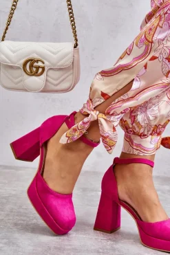 Czółenka Na Platformie|Czółenka Zamszowe>Boto Zamszowe Czółenka Na Masywnym Obcasie I Platformie Fuksja Diame