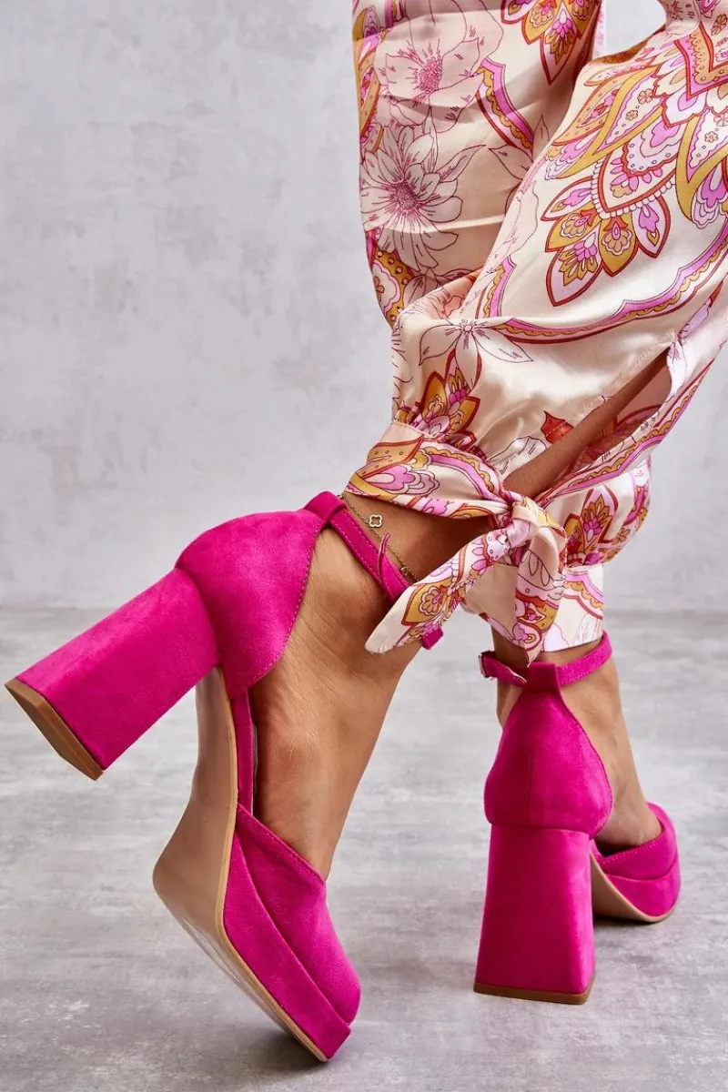 Czółenka Na Platformie|Czółenka Zamszowe>Boto Zamszowe Czółenka Na Masywnym Obcasie I Platformie Fuksja Diame