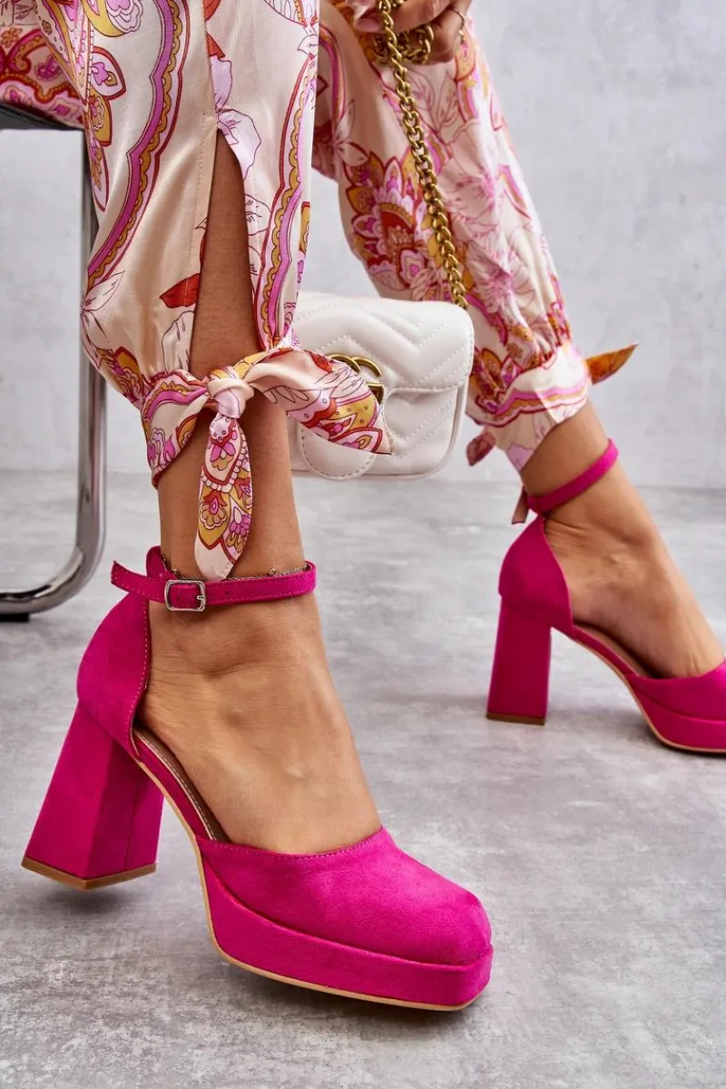 Czółenka Na Platformie|Czółenka Zamszowe>Boto Zamszowe Czółenka Na Masywnym Obcasie I Platformie Fuksja Diame