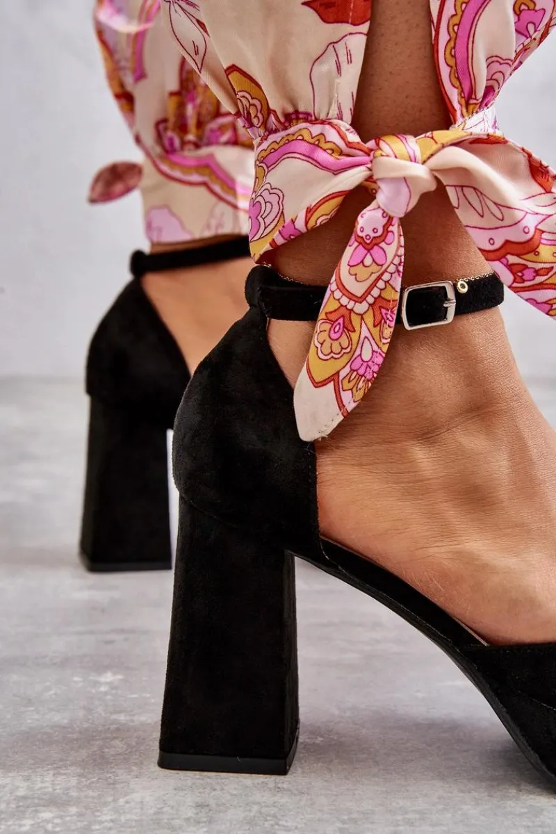 Sale Boto Zamszowe Czółenka Na Masywnym Obcasie I Platformie Czarne Diame